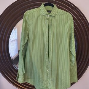 Ralph Lauren Black Label Men's Green Striped Dress Shirt